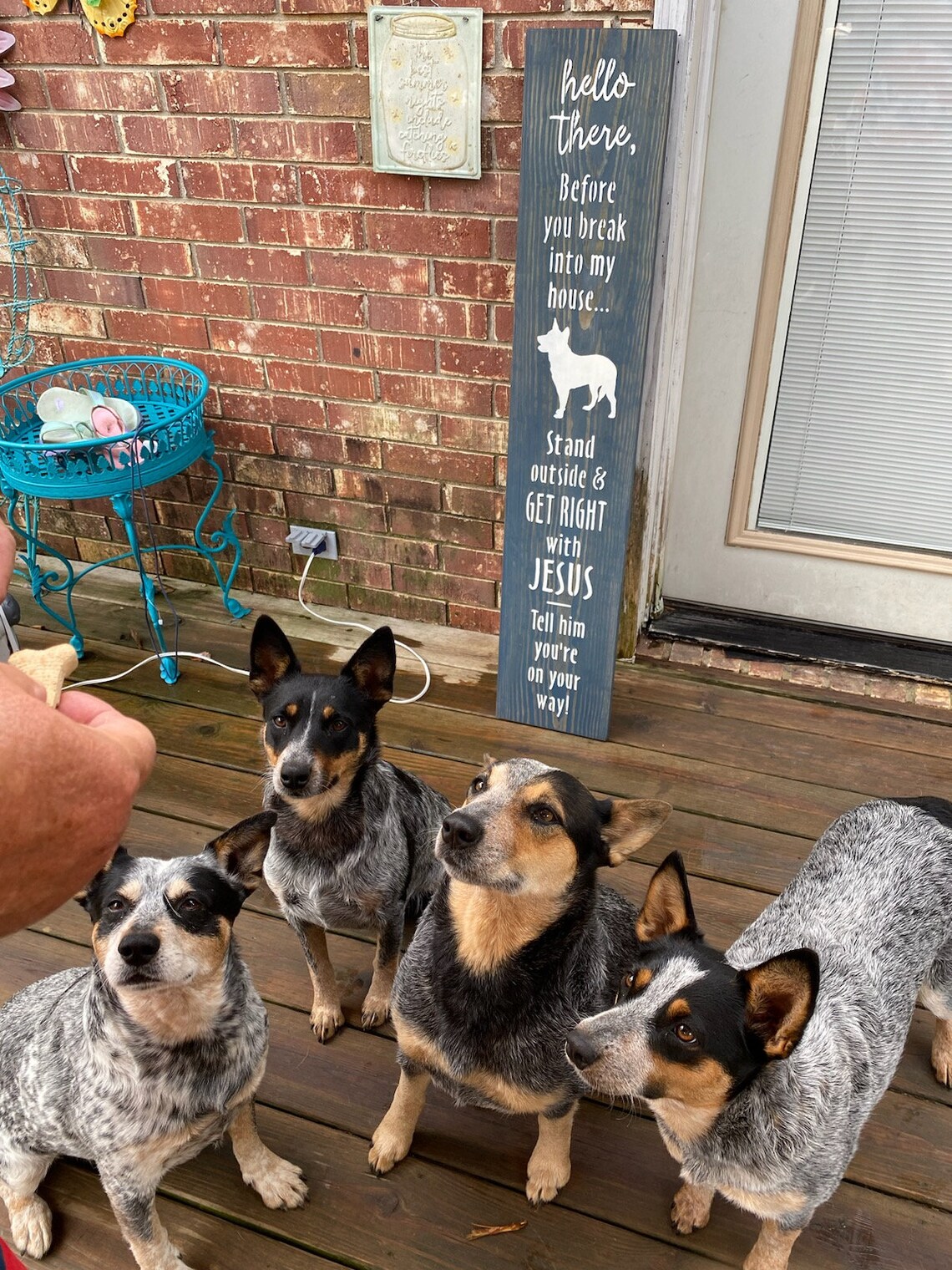 Hello Blue Heeler Dog Wood Door Sign Vertical Porch Etsy