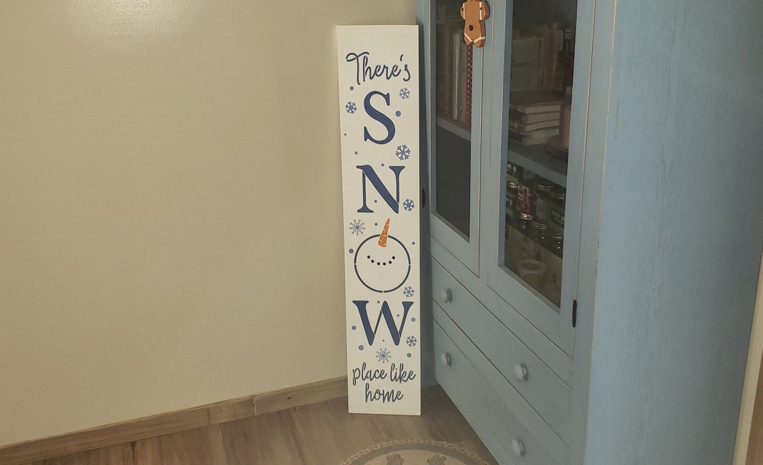 Winter Snow Place Like Home Welcome Seasonal Snowman Wood Door Sign ...