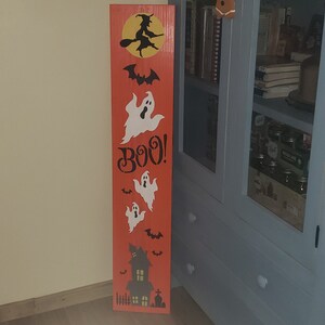 It&#39;s Almost Halloween Welcome Seasonal Wood Board Door Sign Vertical Porch Leaner