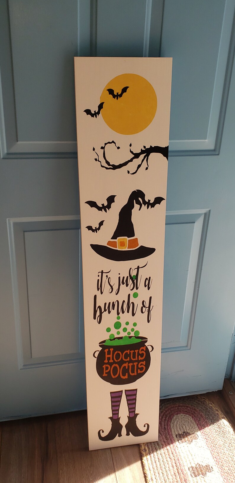 Hocus Pocus Seasonal Halloween Welcome Wood Door Sign Vertical Porch ...
