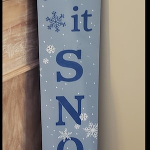 Winter Christmas Seasonal Let It Snow Welcome Wood Door Sign Porch Leaner