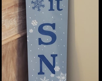 Winter Christmas Seasonal Let It Snow Welcome Wood Door Sign Porch Leaner