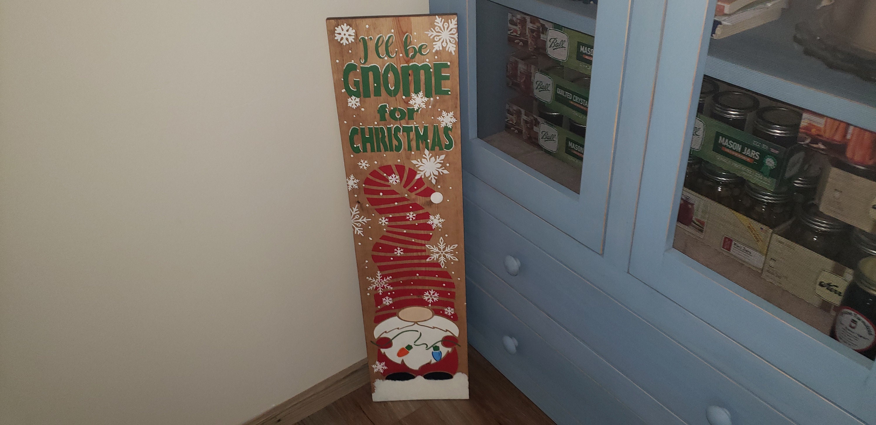 Gnome Winter Christmas Welcome Wood Door Sign Vertical Porch Leaner