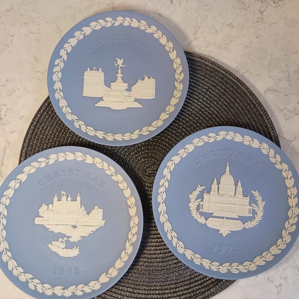 Vintage Wedgwood Jasperware Christmas Plates