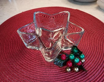 Libbey Glass Company Star Shaped Glass Dish; Vintage Star Dish