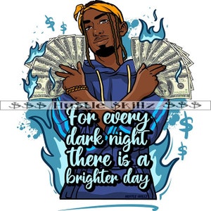Black Man Holding Money Cash Hustle Skillz Hustling Hustler Gangster Street Man SVG Layered Files PNG JPG Vector Cutting Cricut Silhouette