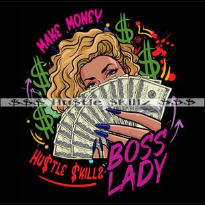 Blonde Woman Money Spread On Face Boss Lady Gangster Gangsta Dope Girl Hustle Skillz Hustler SVG PNG JPG Vector Cutting Cricut Silhouette