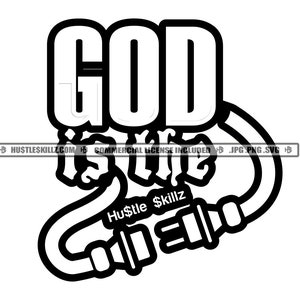 God Is de Plug African American Man bidden lange baard Grind Hustler 24 7 Hustle Skillz SVG PNG JPG Vector knippen snijden Cricut silhouet