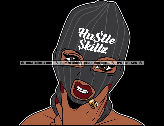 Gangster Dope Femme Cambrioleur Masque de Ski Gangsta Girl Angel Eyeliner  Mélanine Hustle Skillz SVG PNG JPG Vector Cutting Cut Cricut Silhouette -   France