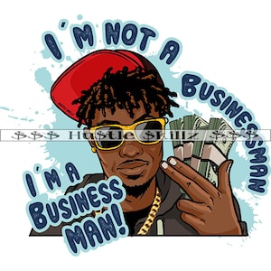 Business Black Man Holding Money Stack Cash Hustle Skillz Hustling Gangster Street Man SVG Files PNG JPG Vector Cutting Cricut Silhouette