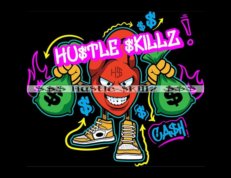 Heart Holding Money Bags Cash Sign Hustle Skills Hustling Hustler ...