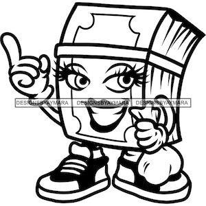 Money Stack Woman Cartoon Character  Money Bag Wearing Sneakers Shoes Hustler Hustling Hustle Grind SVG PNG JPG Vector Cutting Designs Print