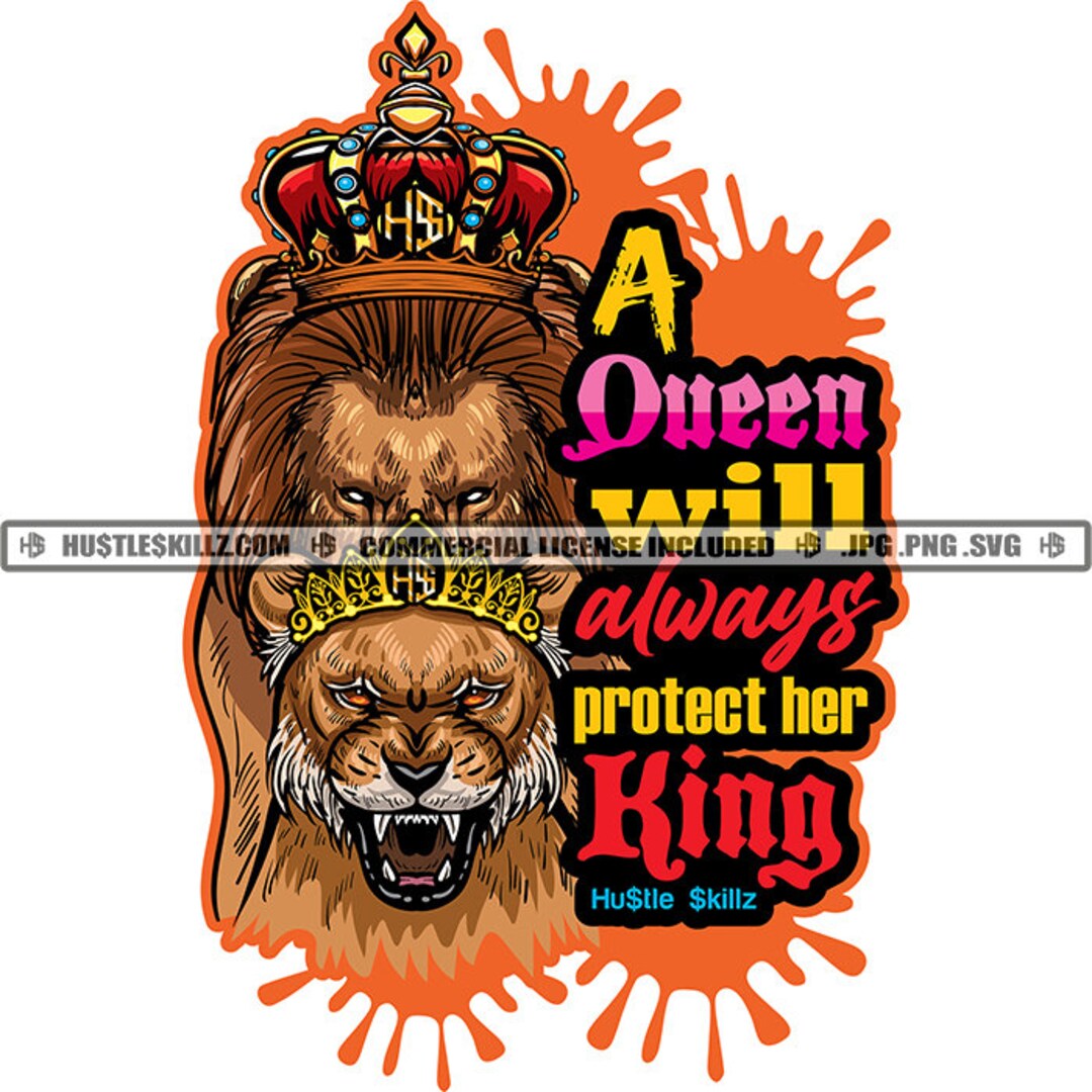 A Queen Will Always Protect Her King Lion Lioness Feline Etsy