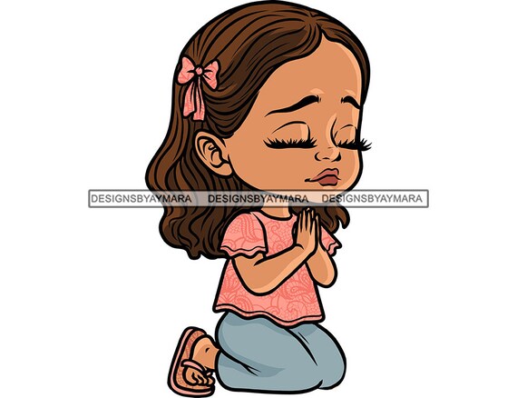 Caucasian Cute Baby Girl Kneeling Praying God Begging Lord Prayers Hands Pray  Religious Faith Holy Christian SVG PNG JPG Cut Designs Print 
