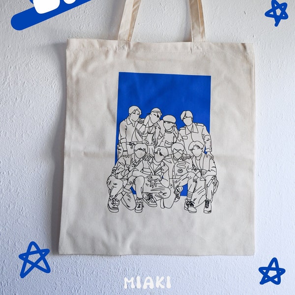 BTS, ATEEZ,  StrayKids, TXT or Enhypen Tote Bag/ Tragetasche/ Jutebeutel lineart Kpop Merch Cricut