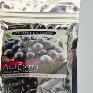 Kapsułki z ekstraktem z jagód Acai (ekstrakt 10:1, równoważny 3500 mg), kapsułki wegańskie