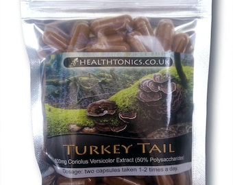 Turkey Tail Mushroom Extract (50% Polysaccharides ), Vegan Capsules