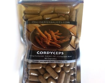 Cordyceps Extract (8:1 equivalent to 5,000mg of dried cordyceps), Vegan Capsules No fillers or additives.