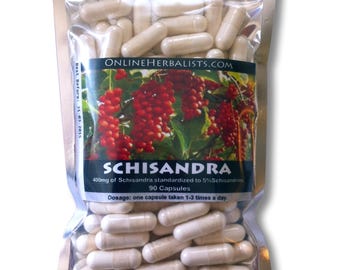 Schizandra 400mg (25:1 equivalent to 10,000mg), 30-90 Vegan Capsules