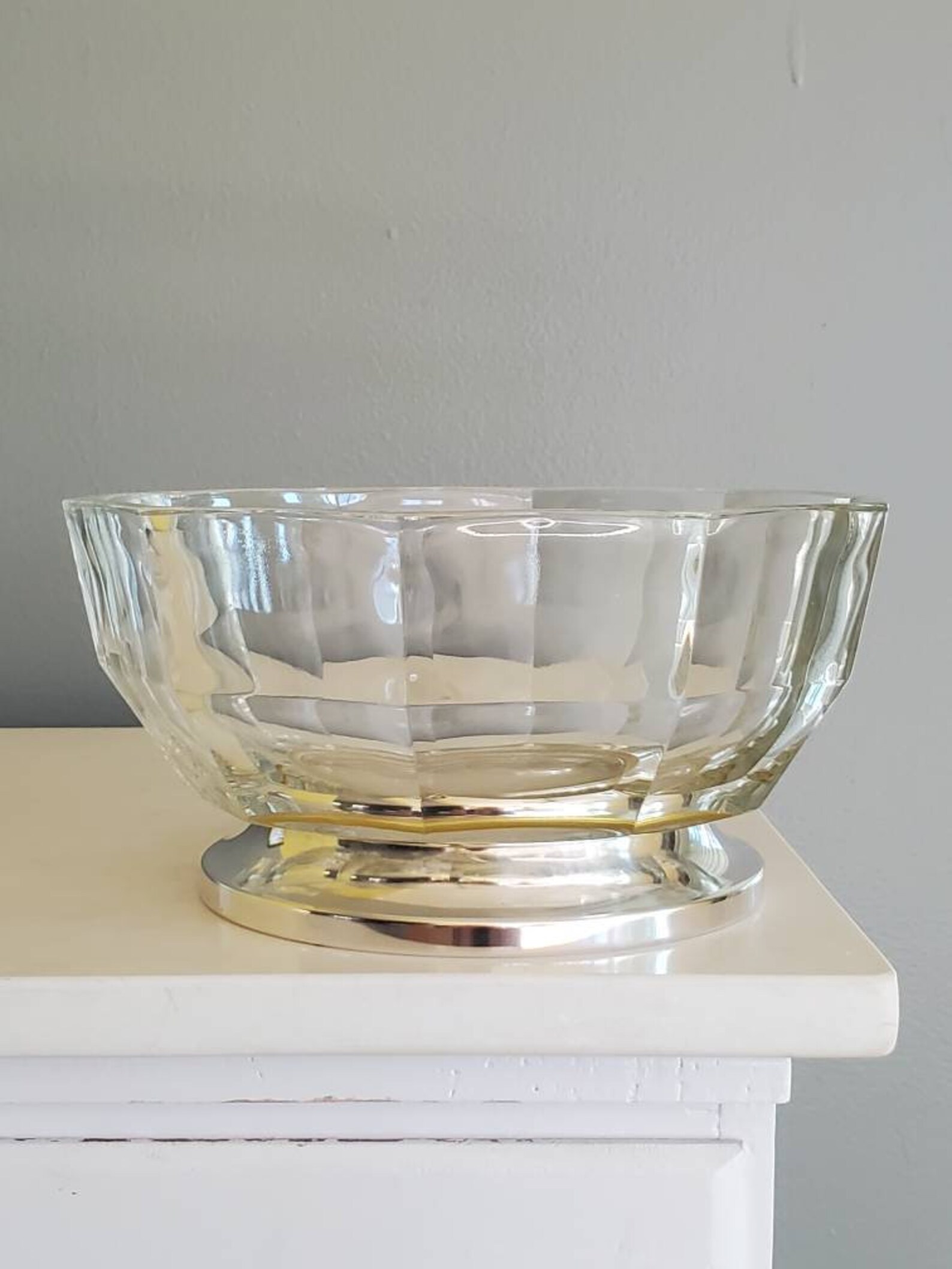Vintage Italian Godinger Crystal Salad Serving Bowl. Made in Etsy