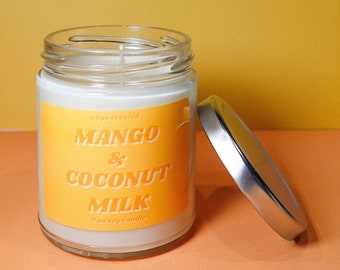 Mango & Coconut Milk Soy Candle, 7 oz | 100% Soy Wax | Jar Candle |  Summer Candle | Fruity Scent | Handmade