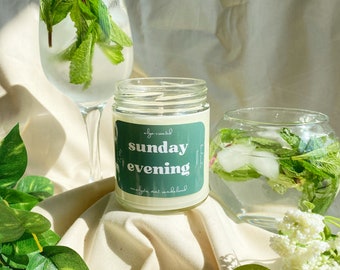 sunday evening candle, 7 oz candle, 100% soy wax