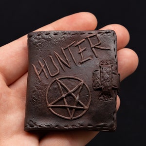 Book &quot;HUNTER JOURNAL&quot; Fimo SPN Polymer Clay New Supernatural black brown diy dean winchester sam witch wicca white red cute charm pentagram