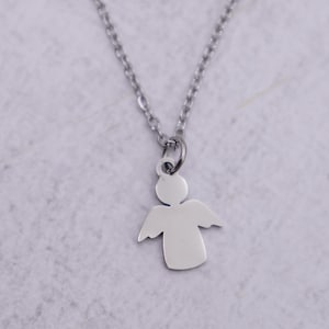 Kette "ANGEL" Edelstahl Modeschmuck Chakren Karte Chakra Zukunft neu Spruch Lotusblume spirituell Fan Halskette 45cm silberfarben diy Charm