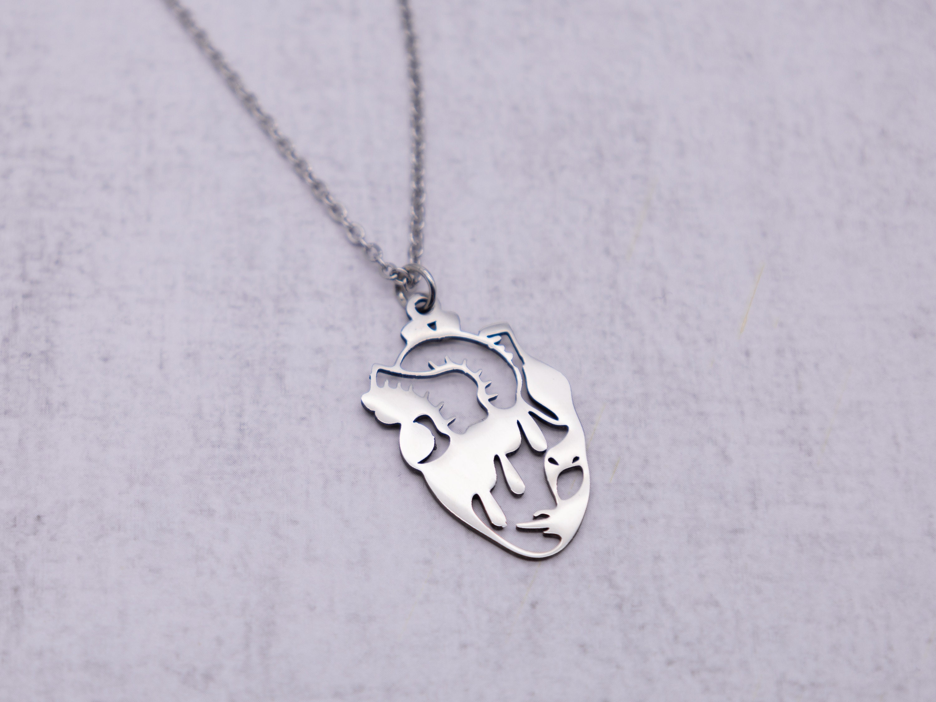 Gargantilla De Corazón Hinchado: Colgante De Acero Inoxidable, Collar Con Cordón Negro - México