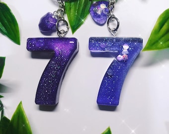 Kpop BTS Keyring l Number 7 Purple