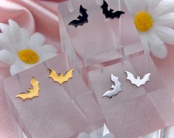 Pendientes de murciélago de Halloween / Acero inoxidable, joyería espeluznante