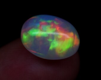 4.90 Carat Multi Fire Natural Ethiopian Opal Gemstone Oval Cabochon, Opal Gemstone, Opal Cabochon 13.2x10.2x8 mm.