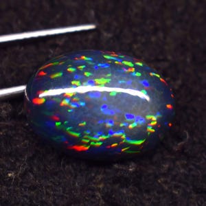 AAA+ Natural Black Ethiopian Opal 7.40 Carat Multi Fire 17.2x12.4x6.7 MM, Opal Loose Stone, Honeycomb Fire Ethiopian Opal Cabochon Gemstone.