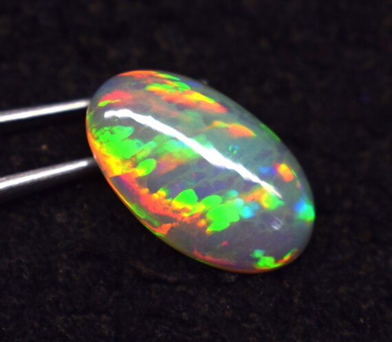 Natural Ethiopian Opal Cabochon: Honeycomb Multi Fire Gemstone