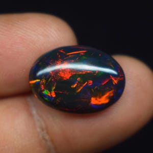 Ethiopian Black Opal Cabochon: Multi Fire Gemstone, 5.3ct