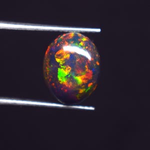 AAA+++ Top Quality Natural Ethiopian Black Smoked Opal Cabochon Black Welo Opal Oval Shape Black Loose Gemstone, 3.6 Ct Use Making Jewelry