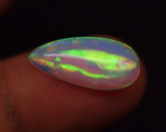 Galaxy Fire Natural Ethiopian Opal Pear Shape 4.40 Carat Ethiopian Opal Cabochon Gemstone Size 19X8.7X5.6 mm