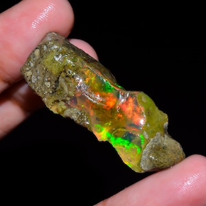 Welo Fire Ethiopian Opal Rough Gemstone: Natural Jewelry Making Stone, 38 Ct