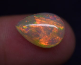 Galaxy Fire Natural Ethiopian Opal Pear Shape 3.60 Carat Ethiopian Opal Cabochon Gemstone Size 13.8X10X5.8 mm