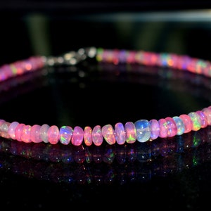 BESTSELLER Top Quality Ethiopian Opal Beads, Pink Opal Beads, 2.80-4.5mm Pink Opal Smooth Beads Bracelet, Adjustable Length Bracelet