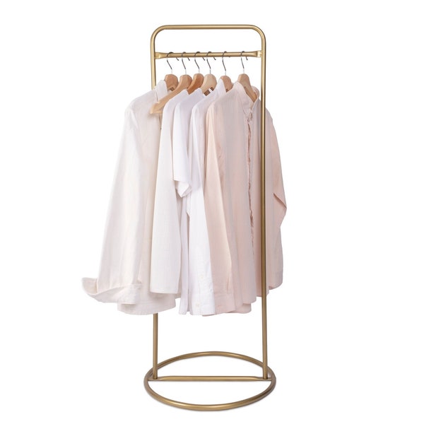 Commercial Free Standing Gold Color Garment Rack Clothing Rack Metal Clothes Rail Industrıal Clothes Rack