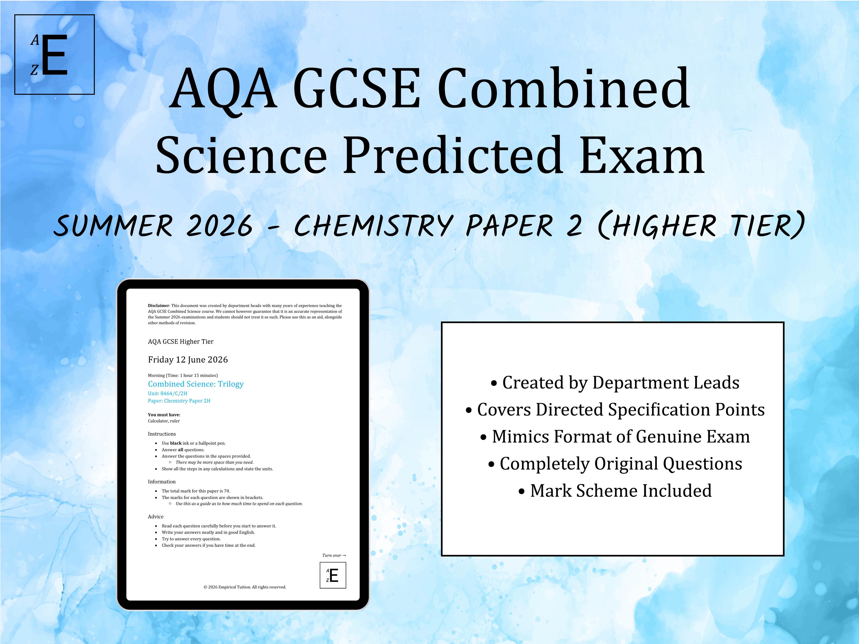 Summer 2026 AQA Combined Science Predicted Exams - 2H Papers - Biology ...