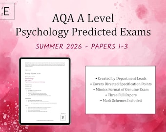 Summer 2026 AQA A Level Psychology Predicted Exams - Papers 1-3