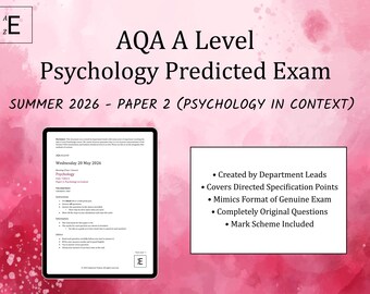 Summer 2026 AQA A Level Psychology Predicted Exam - Paper 1 ...