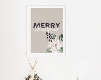 Merry Christmas Wall Art, Christmas Home Decor, Printable Christmas Wall Art