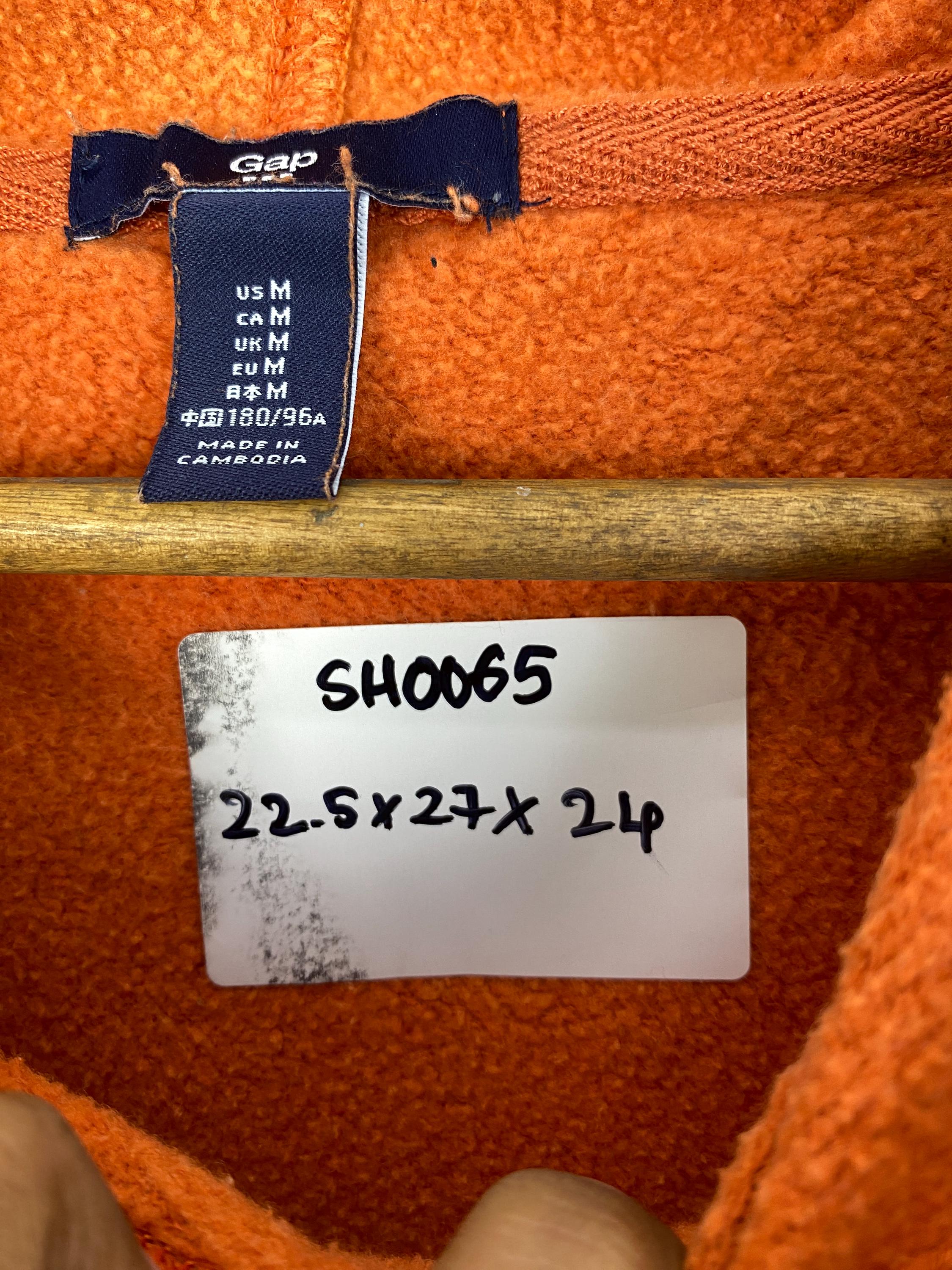 GAP Hoodie Orange Size M Full Zip Sweatshirt Soft Cotton Fleece