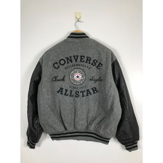 Vintage 90s Converse Wool Sleeve Leather Varsity Jacket - Etsy