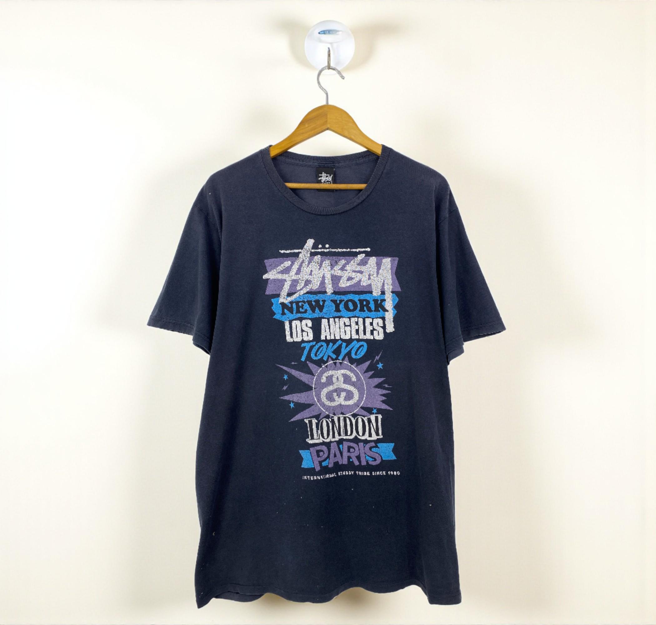 Vintage Stüssy International Tribe World Tour T-shirt Navy Blue Vintage Stüssy International Tribe World Tour T-shirt Navy Blue