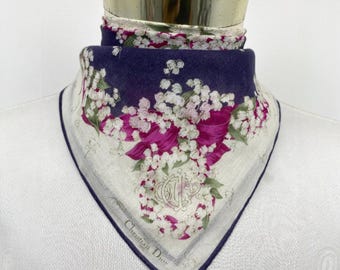 Christian Dior Vintage Christian Dior Handkerchief, Christian Dior Pocket Square, Christian Dior Scarf, Vintage Christian Dior Bandana