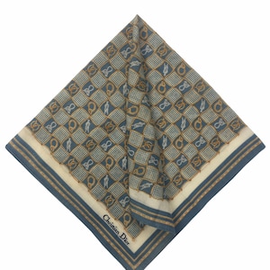 Christian Dior Vintage Christian Dior Handkerchief, Christian Dior Pocket Square, Christian Dior Scarf, Vintage Christian Dior Bandana